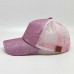 2018  Ponytail Baseball Cap Sequins Shiny Messy Bun Snapback Hat Sun Caps  eb-82237481